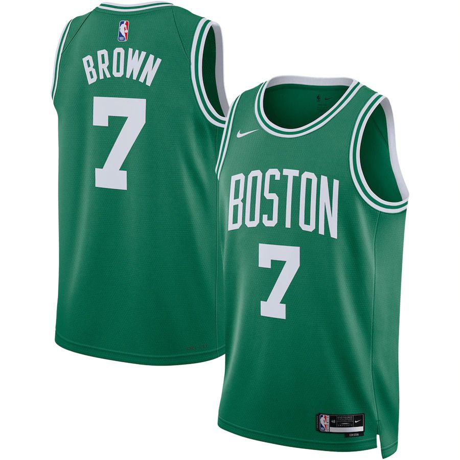 Men Boston Celtics 7 Jaylen Brown Nike Kelly Green Icon Edition 2022-23 Swingman NBA Jersey